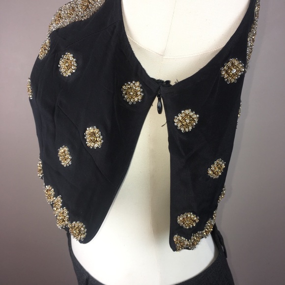 Vintage Silk Glass Beaded Seed Bead Sequined Crop Top M 1455 - Picture 8 of 8